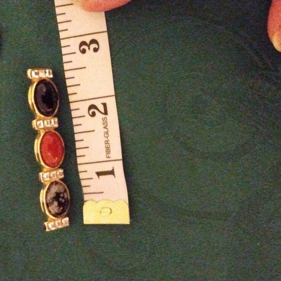 GENUINE STONES PIERCED EARRINGS AND MATCHING PIN SET - Picture 5 of 6